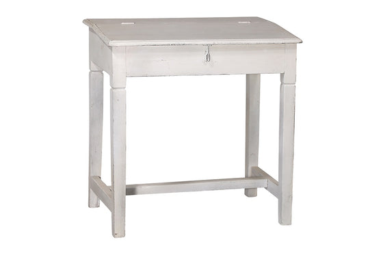 [[Whitewashed old teak wood school desk///Bureau d'école en vieux bois de teck blanchi à la chaux]]