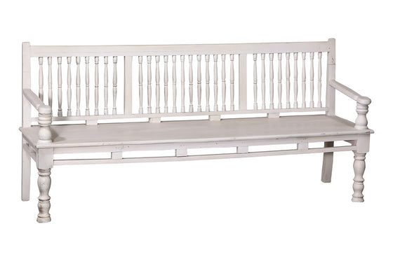[[Whitewashed old teak wood bench///Banc en vieux bois de teck blanchi à la chaux]]