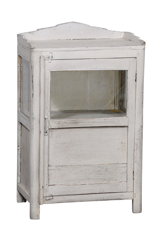 [[Small whitewashed old teak glass cabinet///Petit cabinet vitré et en vieux teck blanchi à la chaux]]