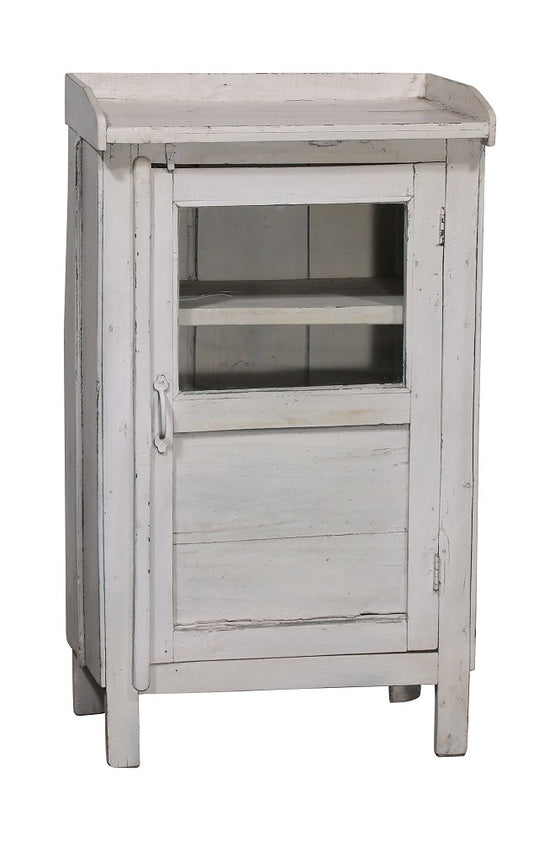 [[Small whitewashed old teak glass cabinet///Petit cabinet vitré et en vieux teck blanchi à la chaux]]