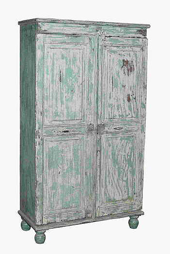 [[Pastel green old teak cabinet///Armoire en vieux teck vert pastel]]