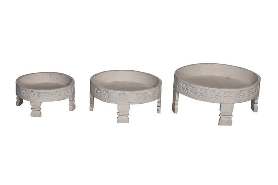 [[Whitewashed "Chakki" grinder table///Table grinder "Chakki" blanchie à la chaux]]
