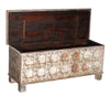 [[Pastel beige chest with an old teak door facade///Coffre beige pastel avec une façade de porte en vieux teck]]