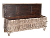 [[Pastel beige chest with an old teak door facade///Coffre beige pastel avec une façade de porte en vieux teck]]