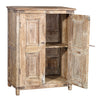 [[Pastel beige old teak wood cabinet///Armoire en vieux teck beige pastel]]
