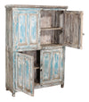 [[Pastel blue old double door teak wood cabinet///Armoire ancienne à double porte en teck bleu pastel]]