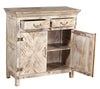 [[Lightly whitewashed cabinet with brass accents///Armoire légèrement blanchie à la chaux avec des accents de laiton]]
