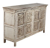 [[Whitewashed sideboard with detailed carving///Buffet blanchi à la chaux avec des sculptures détaillées]]