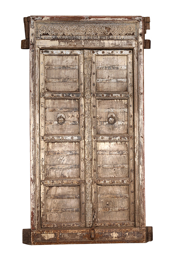 [[Old teak wood Indian door///Ancienne porte indienne en bois de teck]]