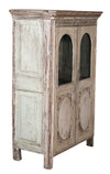 [[Antique white old teak wood glass cabinet///Cabinet vitré en bois de teck blanc]]
