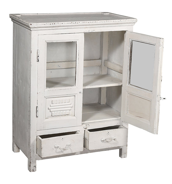 [[Whitewashed old teak glass cabinet///Cabinet vitré blanchi à la chaux en ancien bois de teck]]