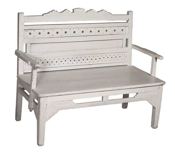 [[Whitewashed old teak wood bench///Banc en vieux bois de teck blanchi à la chaux]]