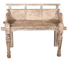  [[Pastel beige old teak wood bench///Banc pastel en ancien bois de teck]]