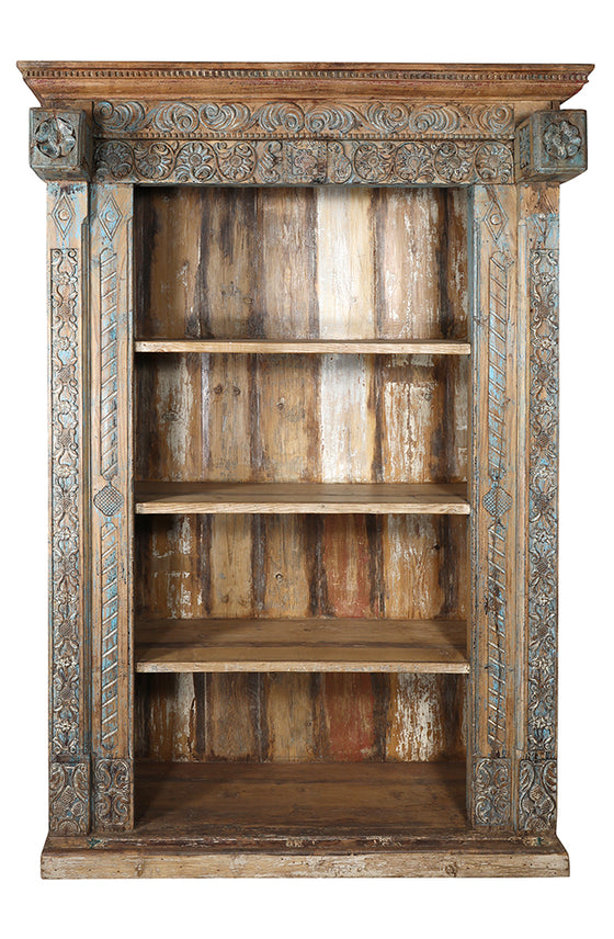 [[Bookshelf with old Indian door frame///Etagère avec vieux cadre de porte indien]]