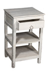 [[Whitewashed bedside table with 1 drawer///Table de chevet blanchie à la chaux avec 1 tiroir]]