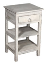 [[Whitewashed bedside table with 1 drawer///Table de chevet blanchie à la chaux avec 1 tiroir]]