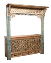 [[Old teak wood bar counter with a carved facade///Ancien comptoir de bar en bois de teck avec une façade sculptée]]