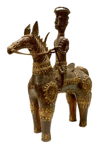  [[Bastar tribal art brass horse and rider///Cheval et cavalier en laiton d'art tribal Bastar]]