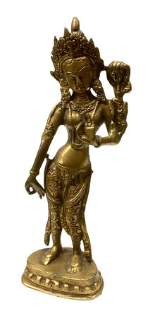  [[Standing brass Tara statue///Statue de Tara en laiton sur pied]]