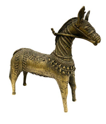 [[Bastar tribal art brass horse///Cheval en laiton d'art tribal Bastar]]