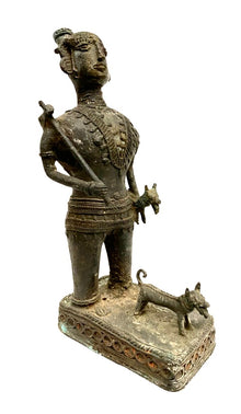  [[Bastar tribal art brass man and dog///Homme et chien en laiton de l'art tribal Bastar]]