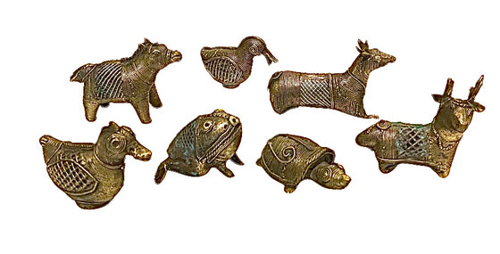 [[Assorted bastar tribal art brass mini animal figure///Assortiment de mini figurines d'animaux en laiton de l'art tribal bastar]]