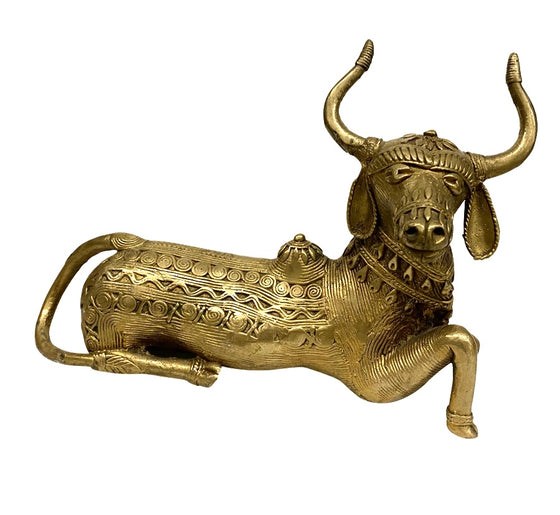 [[Bastar tribal art brass cow///Vache en laiton d'art tribal Bastar]]