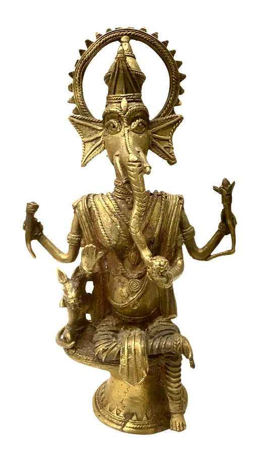 [[Old brass Bastar tribal art Ganesh statue///Vieille statue de Ganesh en cuivre de l'art tribal Bastar]]