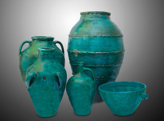 [[Turquoise Anatolian vintage terracotta pot///Pot en terre cuite vintage turquoise d'Anatolie]]