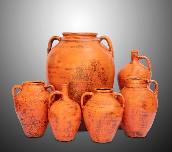[[Orange Anatolian vintage terracotta pot///Pot en terre cuite vintage orange d'Anatolie]]