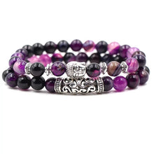  [[Buddha - purple natural stone bracelet set///Buddha - Ensemble de bracelets en pierres naturelles violettes