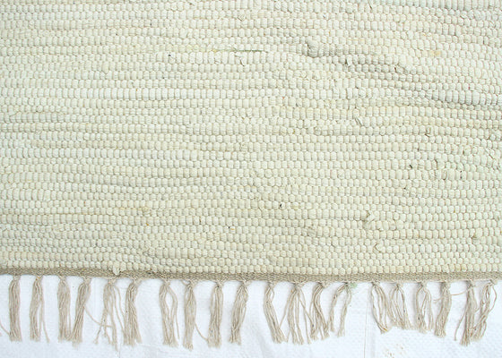 [[Hand-loomed chindi cotton rug : Cream///Tapis en coton chindi tissé à la main : Crème]]
