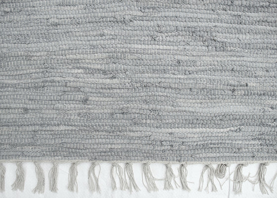 [[Hand-loomed chindi cotton rug : Gray///Tapis en coton chindi tissé à la main : Gris]]