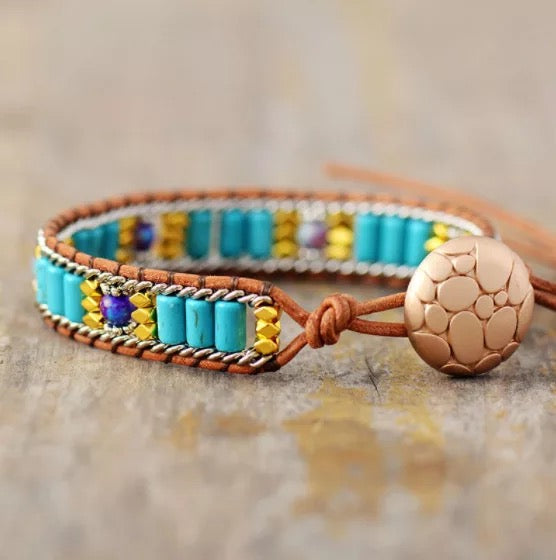 [[Hand braided turquoise bracelet///Bracelet tressé à la main en turquoise]]