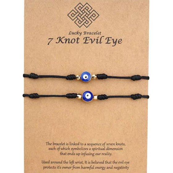 [[7 knot evil eye bracelet, set of 2 - black///Bracelet mauvais oeil à 7 noeuds, lot de 2 - noir]]