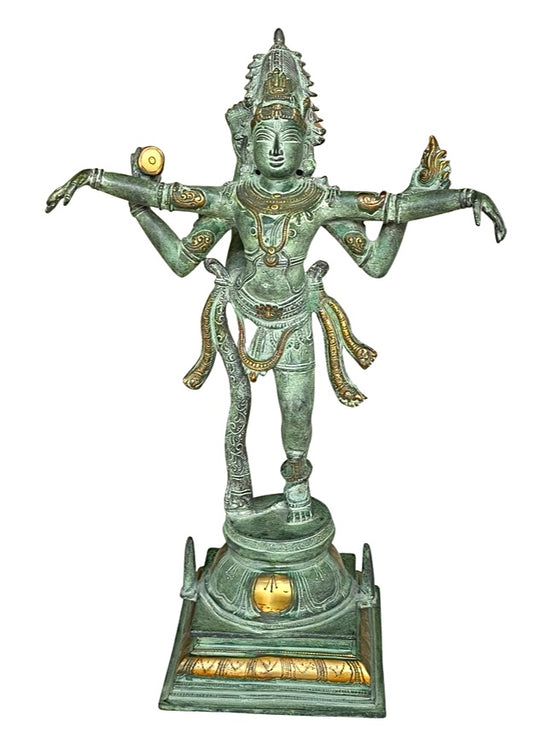 [[Antique green and gold brass Nataraja///Nataraja en laiton vert et or antique]]