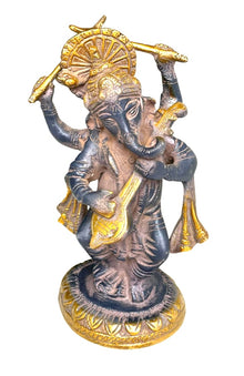  [[Musical brass Ganesh statue///Statue musicale de Ganesh en laiton]]