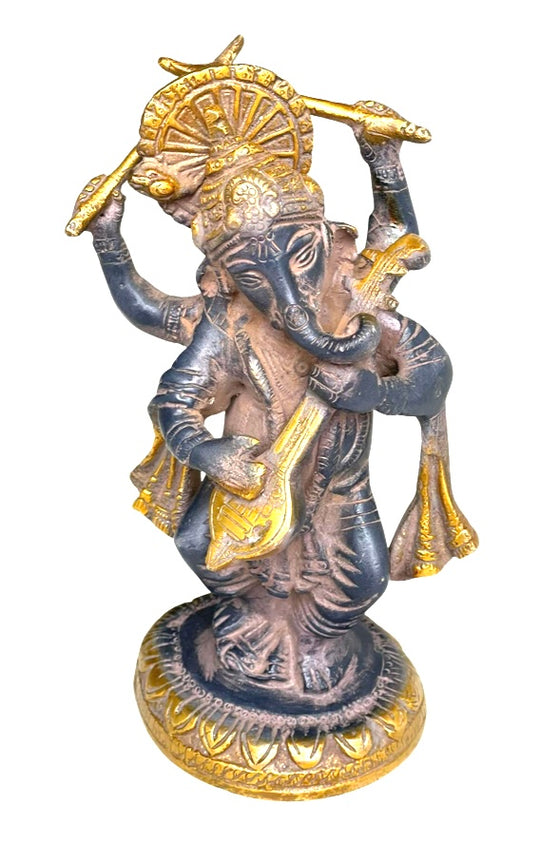[[Musical brass Ganesh statue///Statue musicale de Ganesh en laiton]]