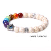 [[Hamsa healing chakra bracelet - white turquoise///Bracelet Hamsa de guérison des chakras - blanc turquoise]]
