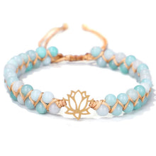  [[Hand braided amazonite bracelet with a lotus charm///Bracelet en amazonite tressé à la main avec une breloque en forme de lotus]]