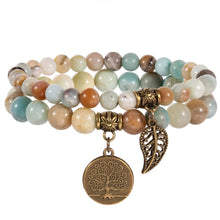  [[Set of 2 bracelets with a tree of life charm - amazonite///Set de 2 bracelets avec une breloque arbre de vie - amazonite]]