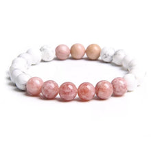  [[White howlite and rhodonite bracelet///Bracelet en howlite blanche et rhodonite]]