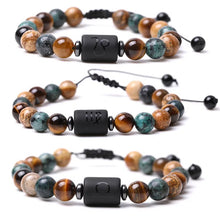  [[Natural stone Zodiac bracelet - tiger eye, african turquoise, jasper///Bracelet du zodiaque en pierres naturelles - oeil de tigre, turquoise africaine, jaspe]]