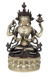 Black and silver brass Lokeshwara statue