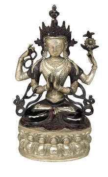  Black and silver brass Lokeshwara statue