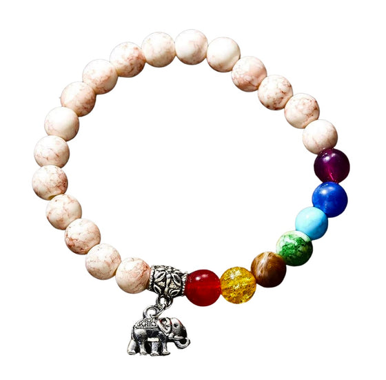 [[Elephant charm - healing natural stone bracelet///Charmeur d'éléphant - bracelet de pierres naturelles]]