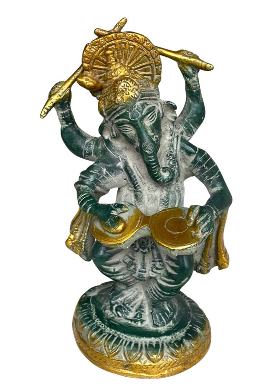 [[Musical brass Ganesh statue///Statue musicale de Ganesh en laiton]]