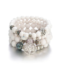  [[Tree of life - set of bead bracelets - white///Arbre de vie - ensemble de bracelets de perles - blanc]]