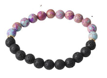  [[Purple jasper and lava stone diffuser bracelet///Bracelet diffuseur en jaspe violet et pierre de lave]]