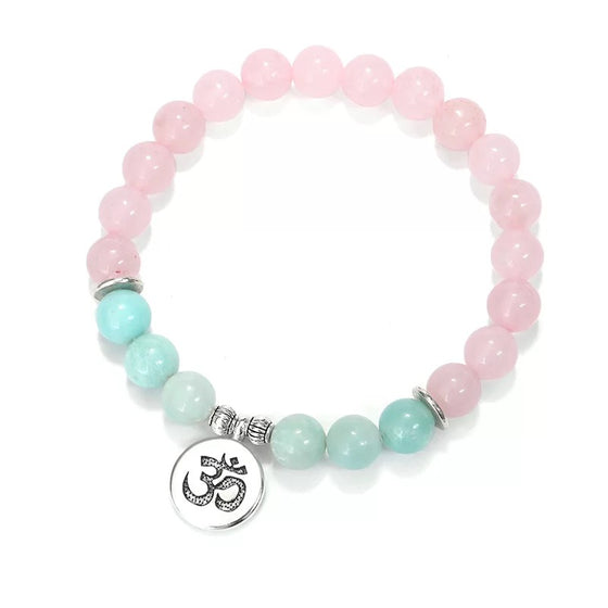 [[Amazonite and rose quartz bracelet///Bracelet d'amazonite et de quartz rose]]